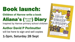 The North Harrow Community Library book launch Perimutter event logo