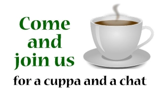 The North Harrow Community Library coffee and chat event logo