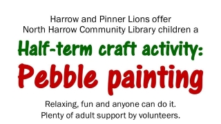 The North Harrow Community Library rock painting logo