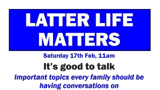 The North Harrow Community Library Late Life Matters event logo
